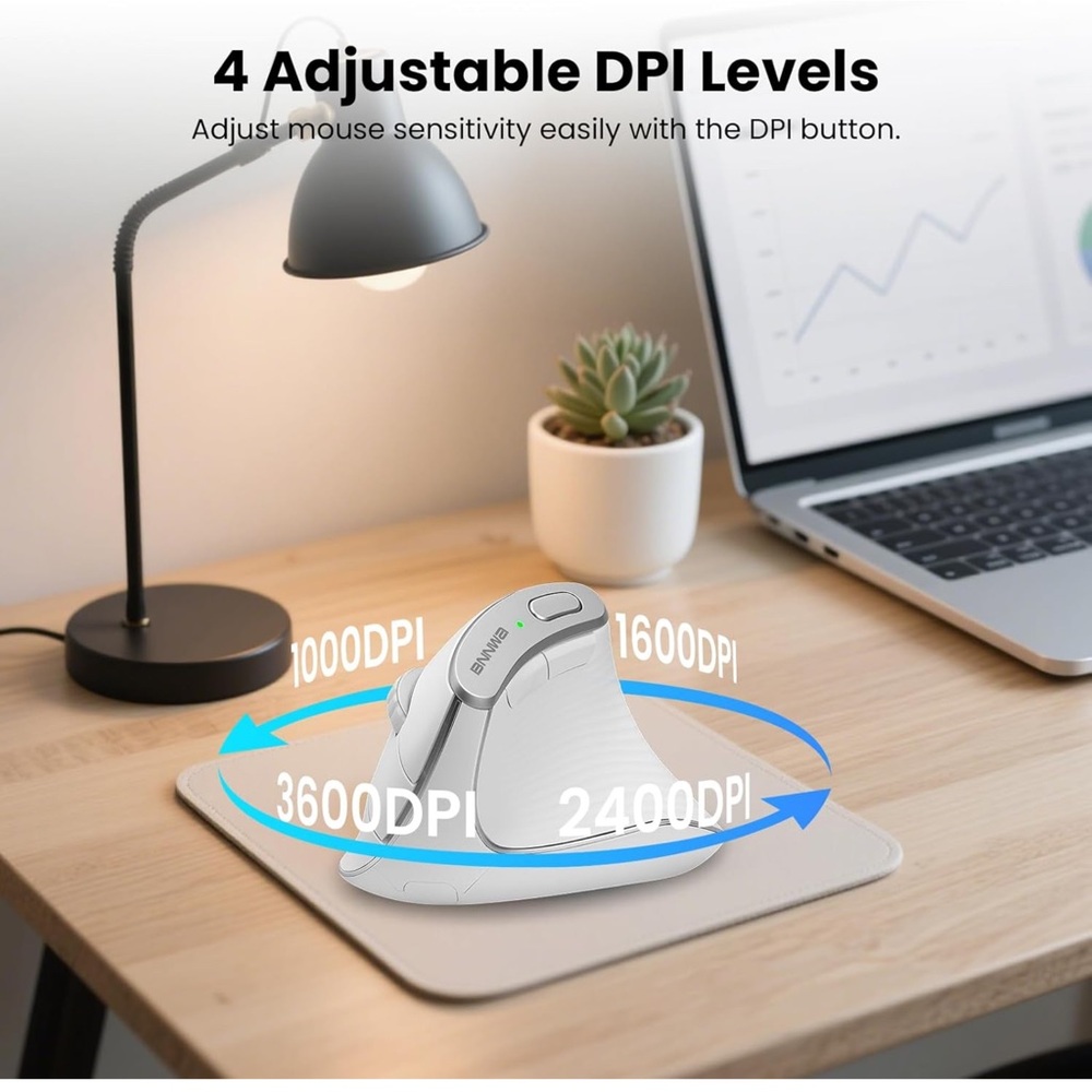 Bnnwa Ergonomic Wireless Mouse with Adjustable DPI